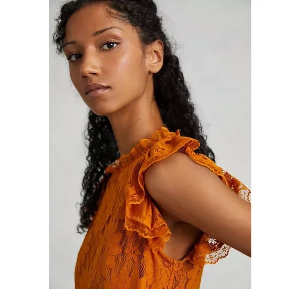 ANTHROPOLOGIE: Golden Floral Lace Dress - Picture 4 of 8